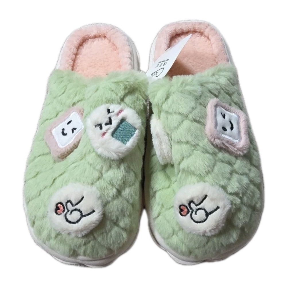 Womens Cute Fuzzy‎ Slipper, Kawaii Sushi Anti-Skid Foam Comfy Cozy 7-8 Green